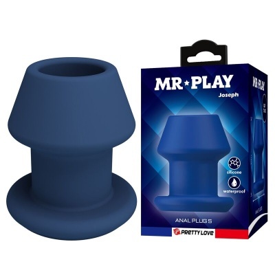 Plug anal azul escuro com embalagem azul MR PLAY