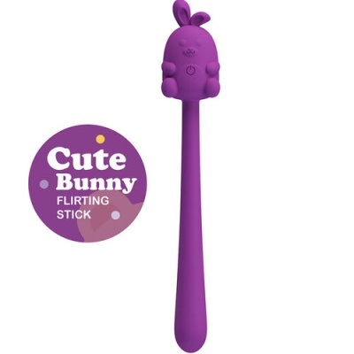Produto roxo Cute Bunny Flirting Stick em forma de coelho com fundo branco.