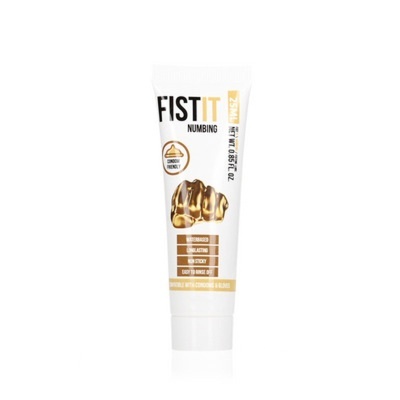 Frasco branco de creme FIST IT NUMBING com punho dourado