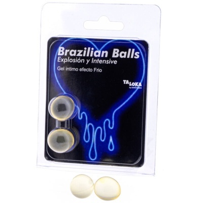 Embalagem com duas bolas brasileiras de gel translúcido com efeito frio
