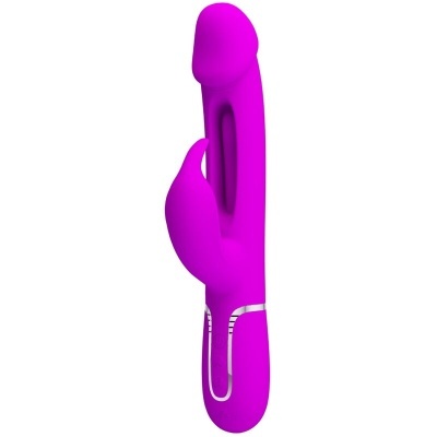 Vibrador cor-de-rosa em silicone com detalhe prateado na base