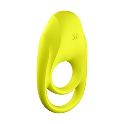 Anel amarelo de silicone com design ergonómico e logotipo SF em relevo