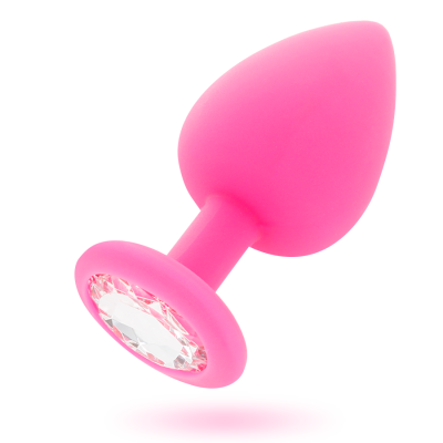 Plug anal rosa com base decorativa de pedra transparente