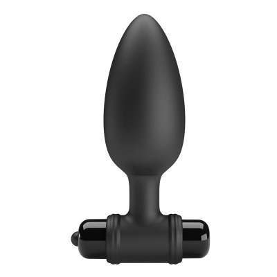Plug anal preto de silicone com vibrador