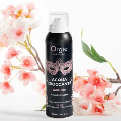 Frasco de espuma para massagem Orgie Acqua Croccante Sakura com flores de cerejeira