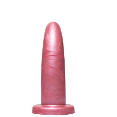 Dildo cor-de-rosa com base circular em fundo branco