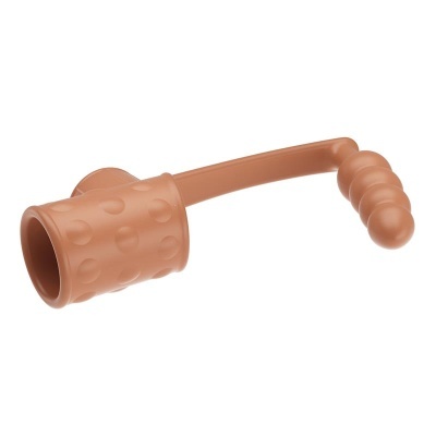 acessório de plástico castanho com textura e forma segmentada