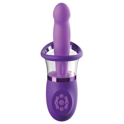Vibrador de silicone roxo com controle e detalhes transparentes