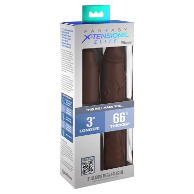 embalagem de extensões de silicone castanhas com texto promocional