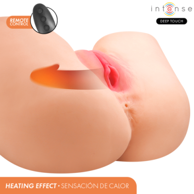 Masturbador masculino realista com controlo remoto e efeito de aquecimento