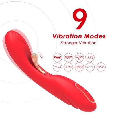 Vibrador vermelho com detalhe dourado e 9 modos de vibração
