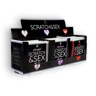 Expositor preto de cartões scratch & sex para diferentes orientações sexuais