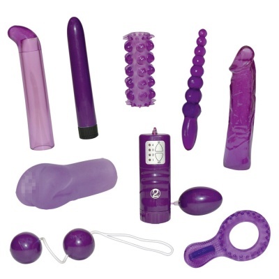Conjunto de brinquedos sexuais roxos e lilás variados
