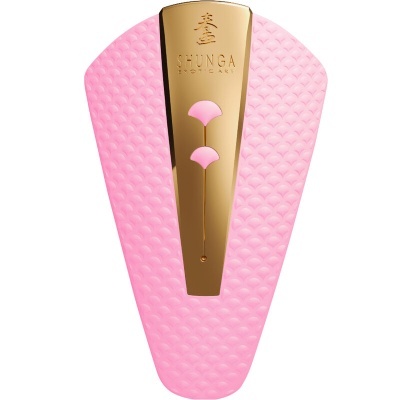 Dispositivo erótico cor-de-rosa com textura e detalhe dourado SHUNGA EROTIC ART