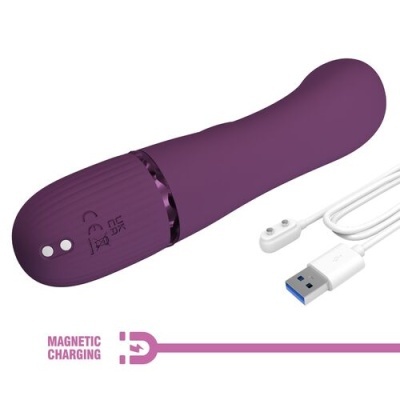 Vibrador roxo com cabo USB para carregamento magnético