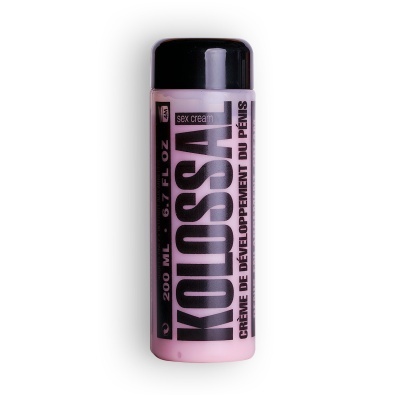 Frasco rosa de creme Kolossal para desenvolvimento do pénis com tampa preta
