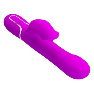 vibrador rosa em silicone com detalhe prateado