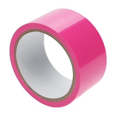 Rolo de fita adesiva rosa com núcleo branco