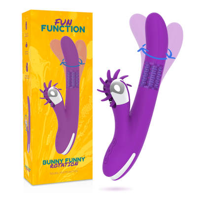 Vibrador roxo multifunções com embalagem amarela