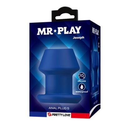 Embalagem do plug anal azul MR PLAY Joseph de silicone impermeável da marca PRETTY LOVE