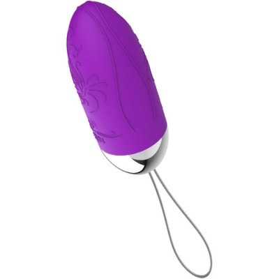 Produto roxo com base cromada e cordão cinzento