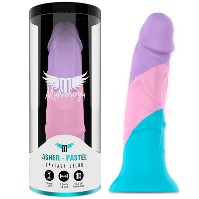 Dildo multicolor pastel em embalagem cilíndrica transparente