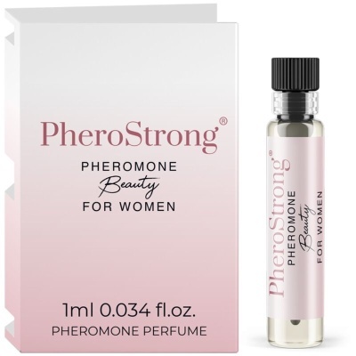 Perfume PheroStrong para mulheres com embalagem rosa e branca