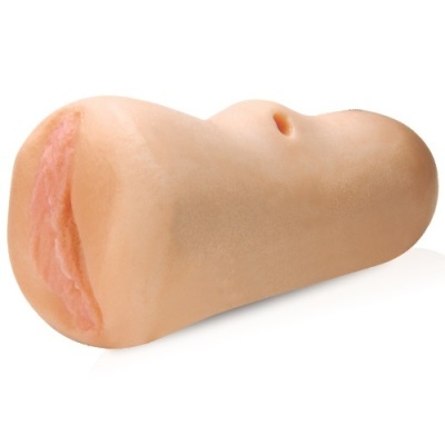 Produto de silicone em tom de pele com abertura rosada