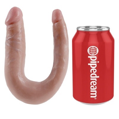 Produto em silicone em forma de U ao lado de uma lata vermelha com o texto pipedream.
