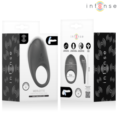 Anel vibratório de silicone cinzento Merlotte na embalagem Intense