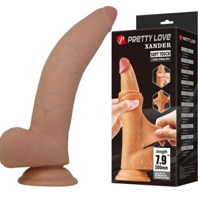 Dildo realista com ventosa e embalagem preta com texto