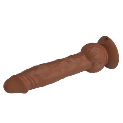 Dildo em PVC castanho com base larga e textura realista