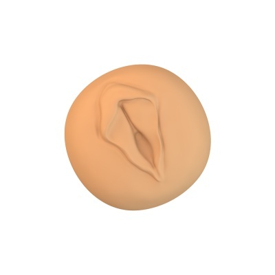 Modelo de silicone cor de pele redondo com cavidade reproduzindo formato anatômico