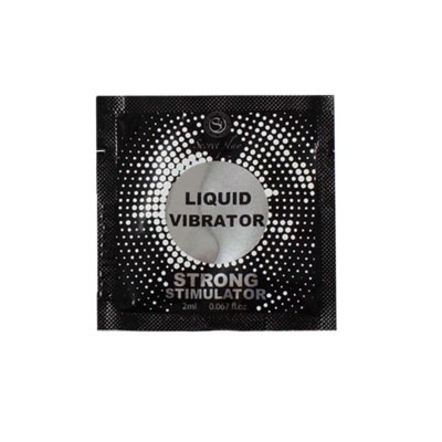 Pacote preto com pontos brancos e texto LIQUID VIBRATOR