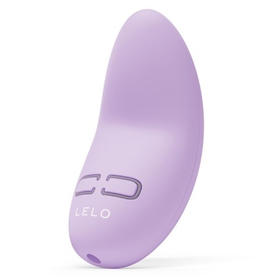 Dispositivo eletrônico lilás com botões e texto LELO