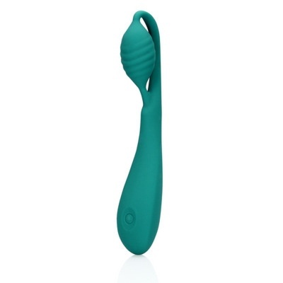 Vibrador verde turquesa em silicone com textura ondulada