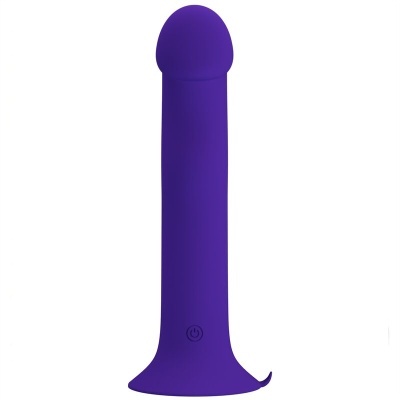 Vibrador roxo de silicone com botão na base