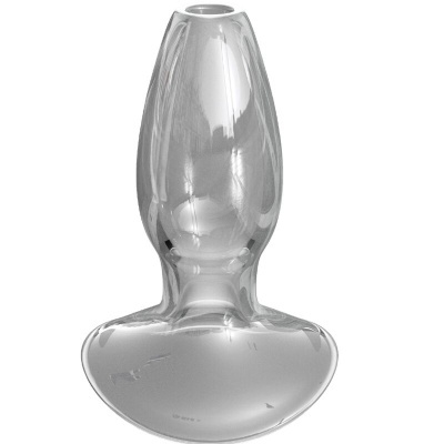 Plug anal de vidro transparente com base larga
