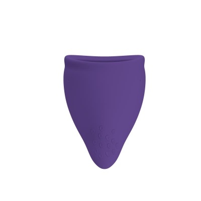 Dispositivo roxo em forma de cone com textura de gotículas