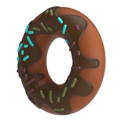 Donut com cobertura de chocolate e granulado colorido sobre fundo branco
