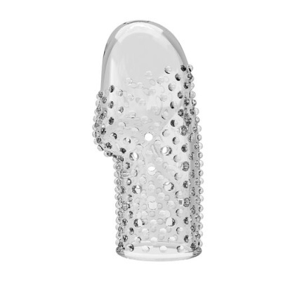 Produto transparente cilíndrico com bolhas e protuberância lateral curva