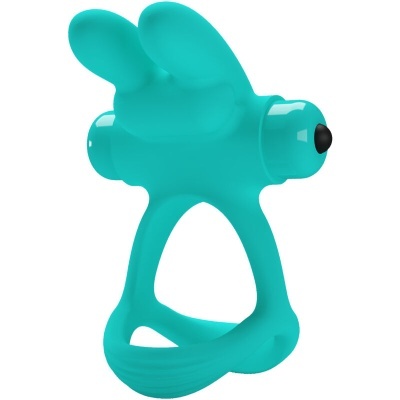 anel vibratório de silicone azul turquesa com asas