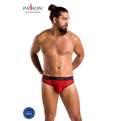 Cuecas vermelhas com cós preto PASSION em modelo masculino