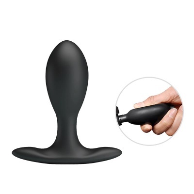 Plug anal preto em silicone com base larga