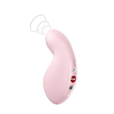 Dispositivo rosa com botões e texto FUN