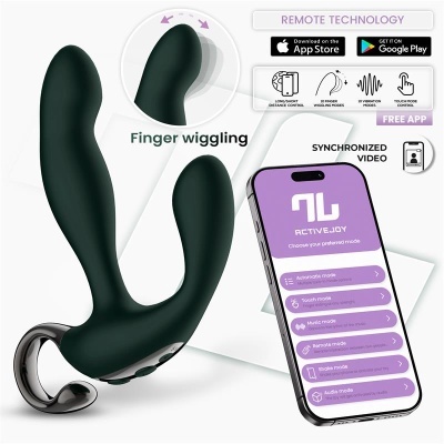 Dispositivo vibratório preto com controlo via app ActiveJoy