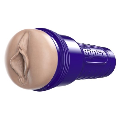Dispositivo masculino de prazer sexual com capa em tom de pele e corpo roxo