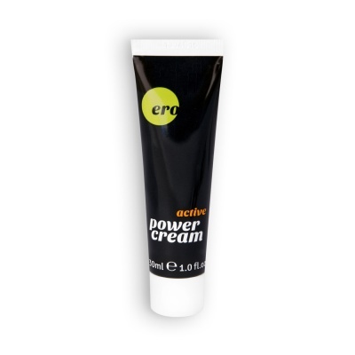 Embalagem preta e branca de creme active power cream com tampa branca