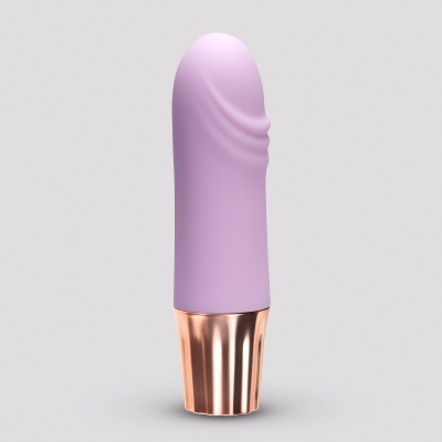 Produto lilás em silicone com base dourada metalizada