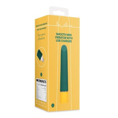 Caixa amarela de vibrador mini liso verde escuro com carregador USB
